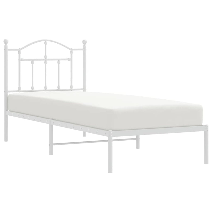 Bedframe Metaal 90 x 190 cm Wit met hoofdbord