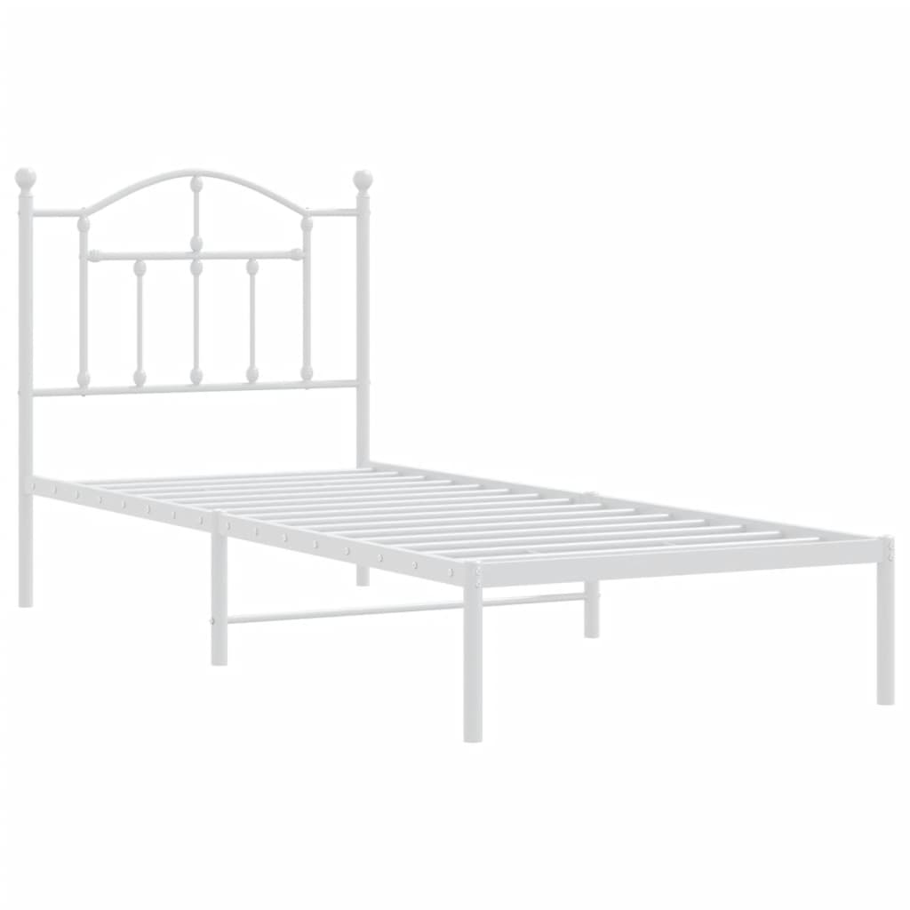 Bedframe Metaal 90 x 190 cm Wit met hoofdbord
