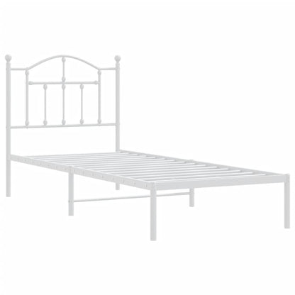 Bedframe Metaal 90 x 190 cm Wit met hoofdbord
