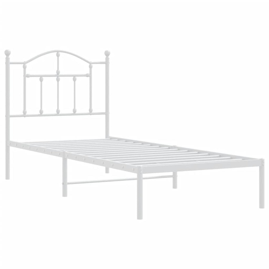 Bedframe Metaal 90 x 190 cm Wit met hoofdbord