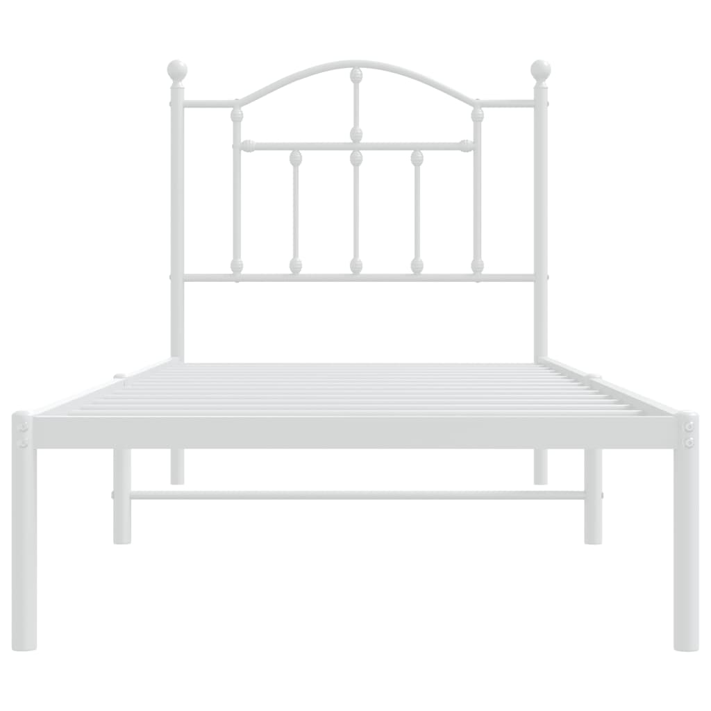 Bedframe Metaal 90 x 190 cm Wit met hoofdbord