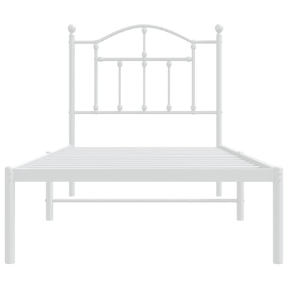 Bedframe Metaal 90 x 190 cm Wit met hoofdbord