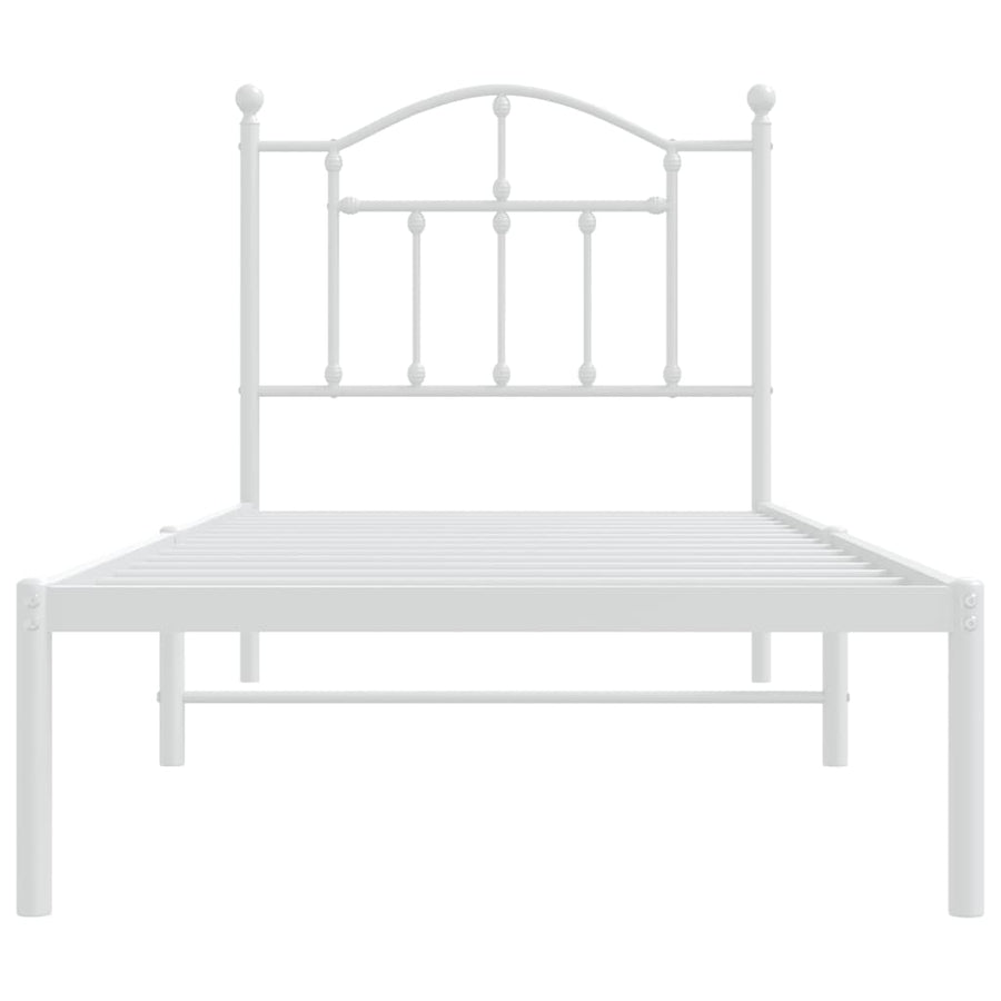 Bedframe Metaal 90 x 190 cm Wit met hoofdbord