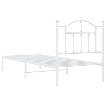 Bedframe Metaal 90 x 190 cm Wit met hoofdbord