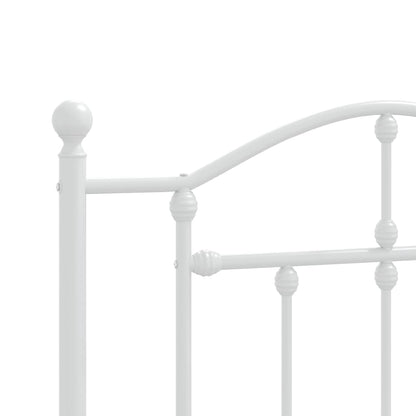 Bedframe Metaal 90 x 190 cm Wit met hoofdbord