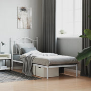 Bedframe metaal wit 90x190 cm met hoofdbord