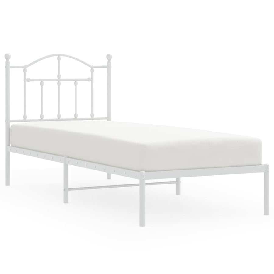 Bedframe Metaal 90 x 200 cm Wit met hoofdbord