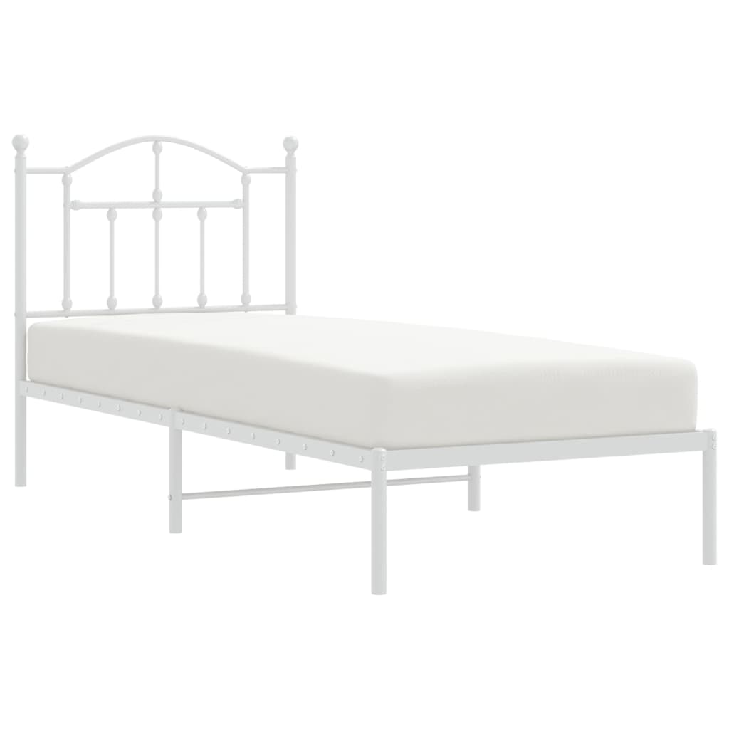 Bedframe Metaal 90 x 200 cm Wit met hoofdbord