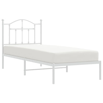Bedframe Metaal 90 x 200 cm Wit met hoofdbord