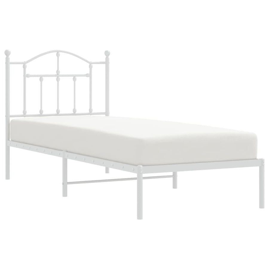 Bedframe Metaal 90 x 200 cm Wit met hoofdbord