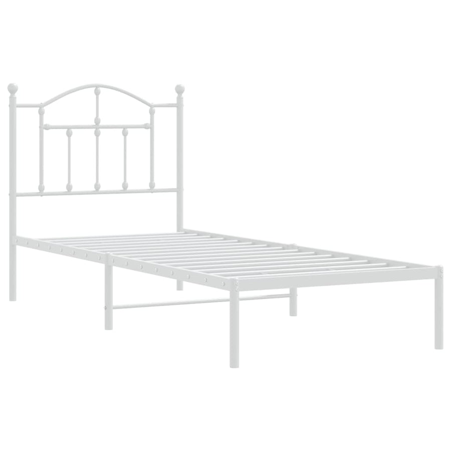 Bedframe Metaal 90 x 200 cm Wit met hoofdbord