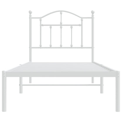 Bedframe Metaal 90 x 200 cm Wit met hoofdbord