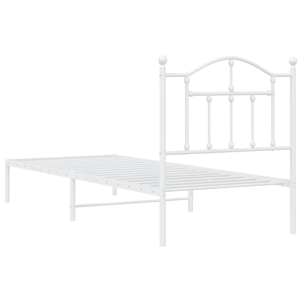 Bedframe Metaal 90 x 200 cm Wit met hoofdbord