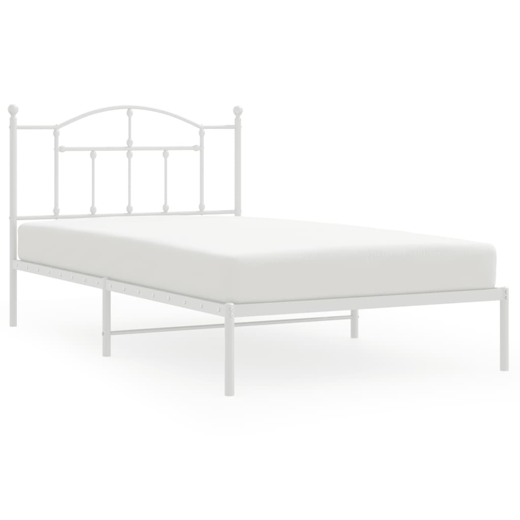 Bedframe Metaal 100 x 200 cm Wit met hoofdbord