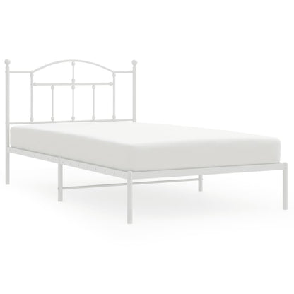 Bedframe Metaal 100 x 200 cm Wit met hoofdbord