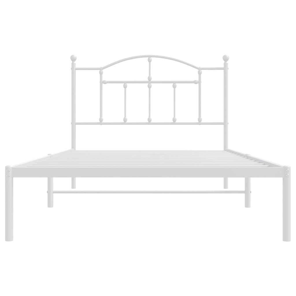 Bedframe Metaal 100 x 200 cm Wit met hoofdbord