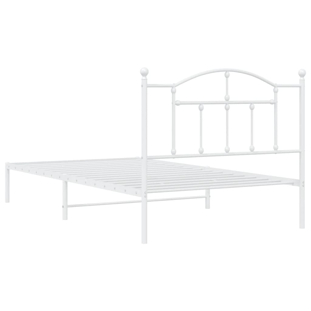 Bedframe Metaal 100 x 200 cm Wit met hoofdbord