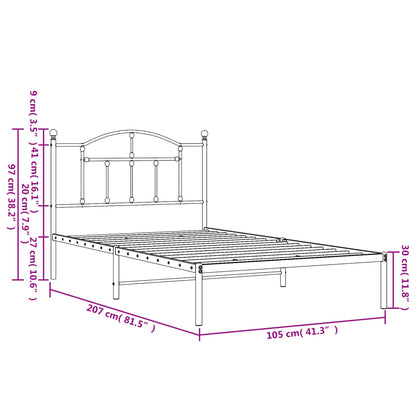 Bedframe Metaal 100 x 200 cm Wit met hoofdbord
