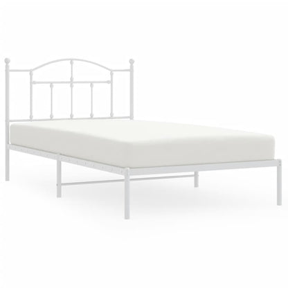 Bedframe Metaal 107 x 203 cm Wit met hoofdbord