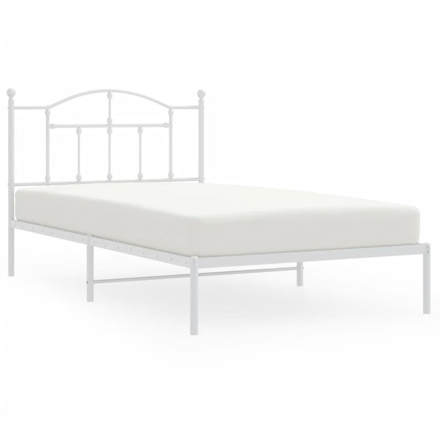 Bedframe Metaal 107 x 203 cm Wit met hoofdbord