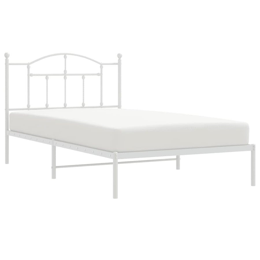 Bedframe Metaal 107 x 203 cm Wit met hoofdbord