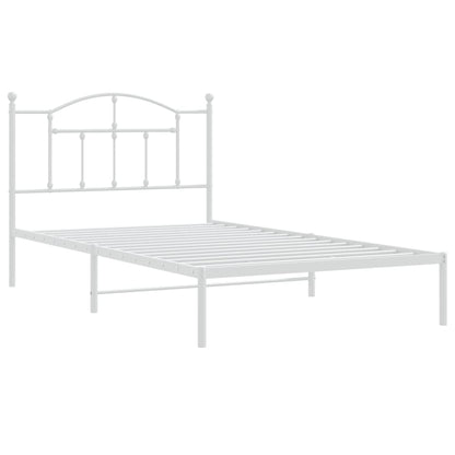 Bedframe Metaal 107 x 203 cm Wit met hoofdbord