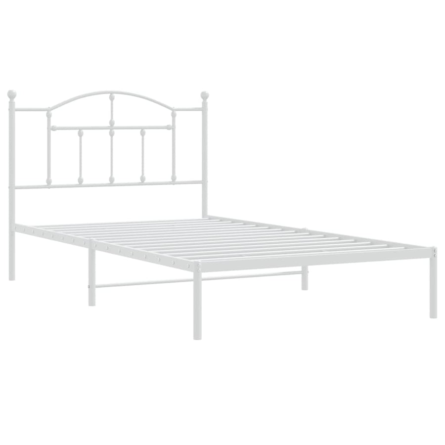 Bedframe Metaal 107 x 203 cm Wit met hoofdbord