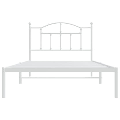 Bedframe Metaal 107 x 203 cm Wit met hoofdbord