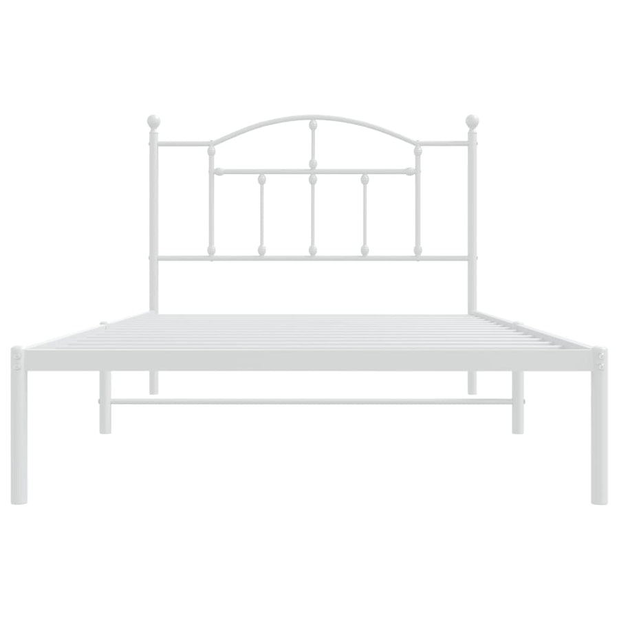 Bedframe Metaal 107 x 203 cm Wit met hoofdbord
