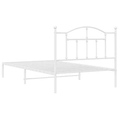 Bedframe Metaal 107 x 203 cm Wit met hoofdbord