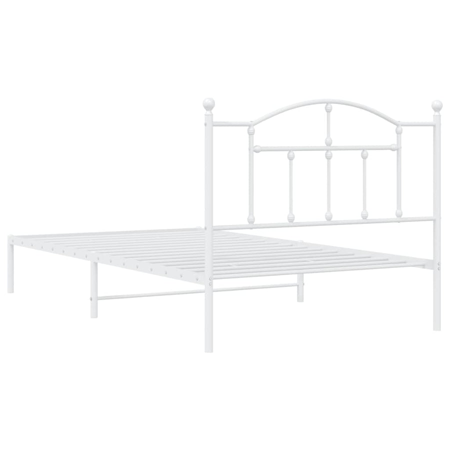 Bedframe Metaal 107 x 203 cm Wit met hoofdbord