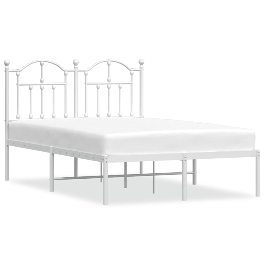 Bedframe Metaal 120 x 190 cm Wit met hoofdbord