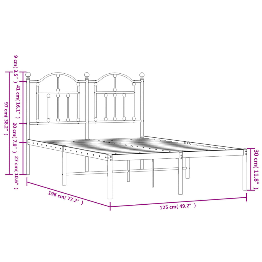 Bedframe Metaal 120 x 190 cm Wit met hoofdbord