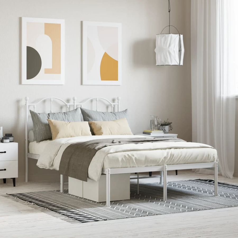 Bedframe Metaal 120 x 200 cm Wit met hoofdbord