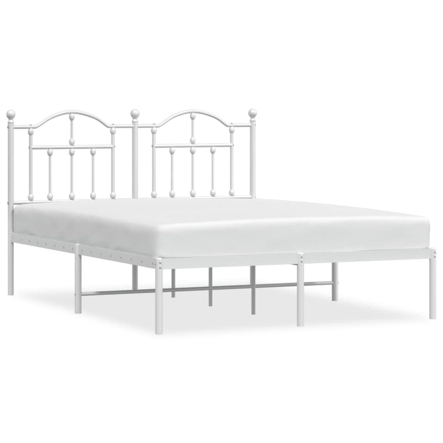 Bedframe Metaal 135 x 190 cm Wit met hoofdbord