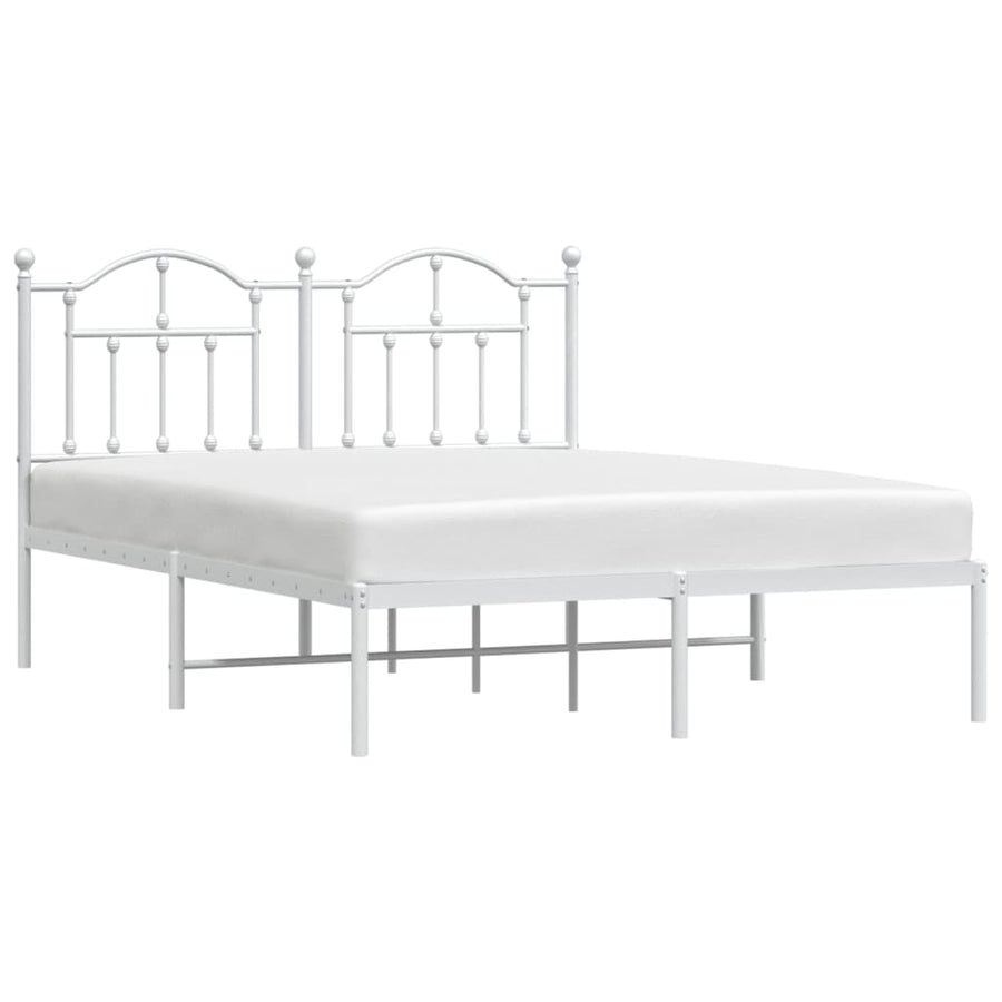 Bedframe Metaal 135 x 190 cm Wit met hoofdbord