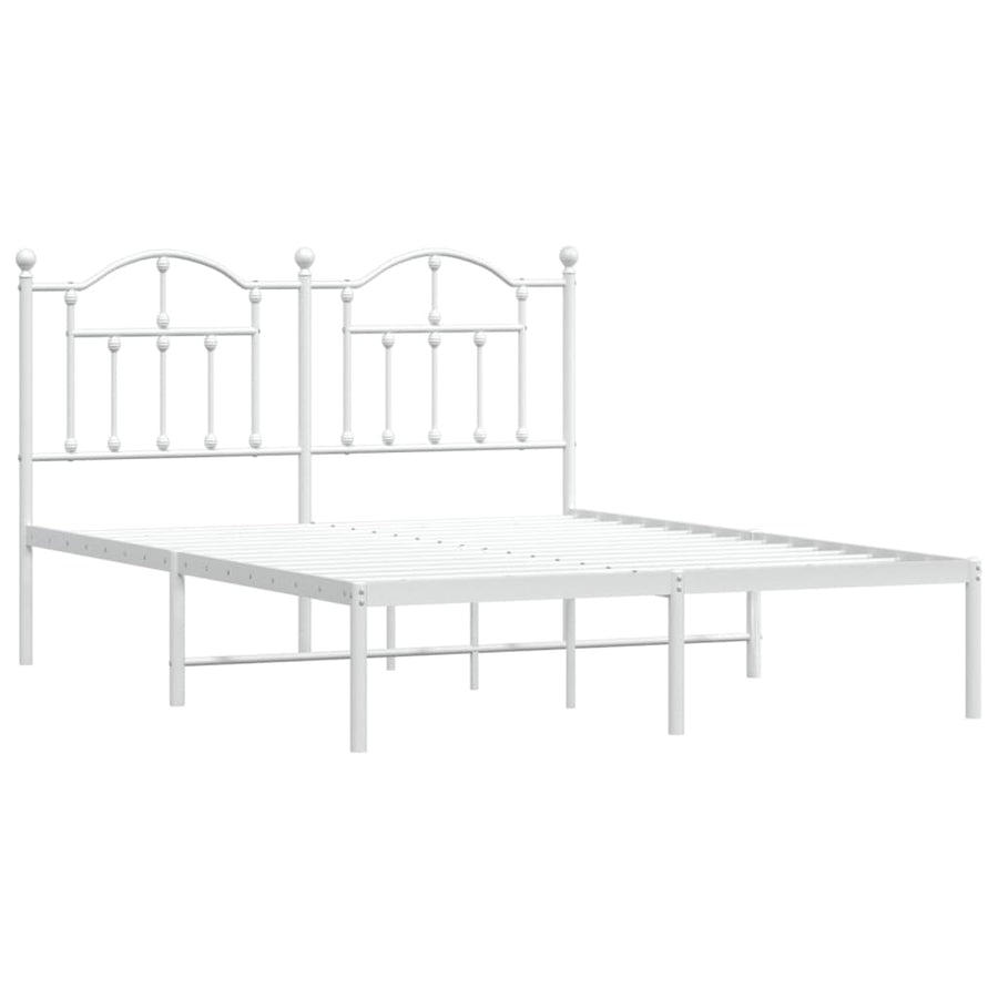 Bedframe Metaal 135 x 190 cm Wit met hoofdbord