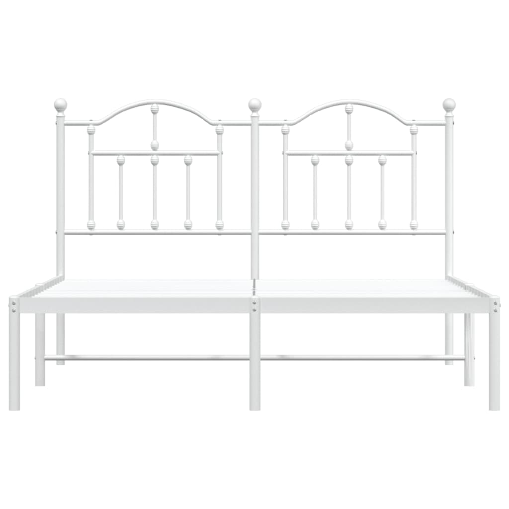 Bedframe Metaal 135 x 190 cm Wit met hoofdbord