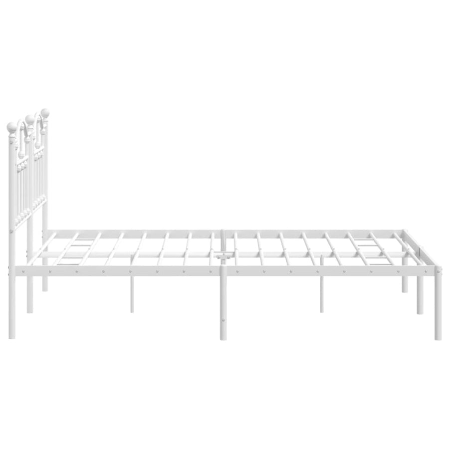 Bedframe Metaal 135 x 190 cm Wit met hoofdbord