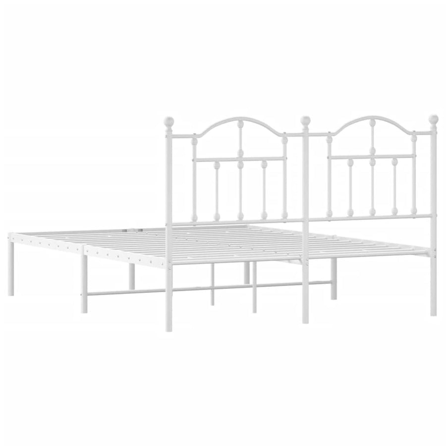 Bedframe Metaal 135 x 190 cm Wit met hoofdbord