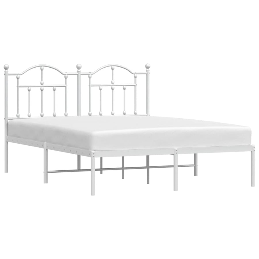 Bedframe Metaal 140 x 190 cm Wit met hoofdbord