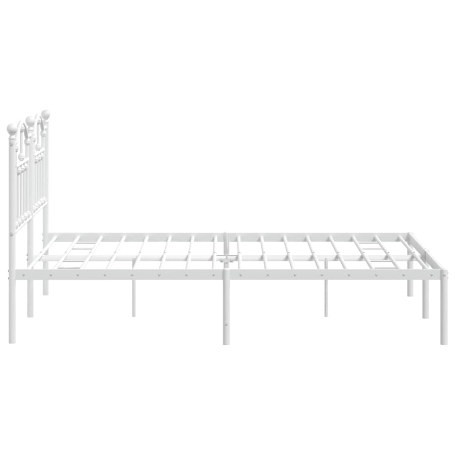 Bedframe Metaal 140 x 190 cm Wit met hoofdbord