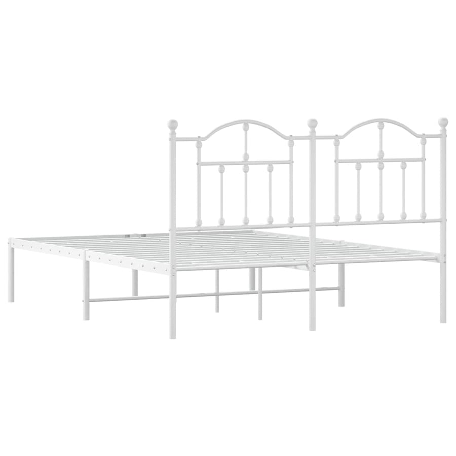 Bedframe Metaal 140 x 190 cm Wit met hoofdbord