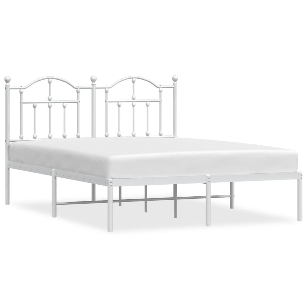 Bedframe Metaal 140 x 200 cm Wit met hoofdbord