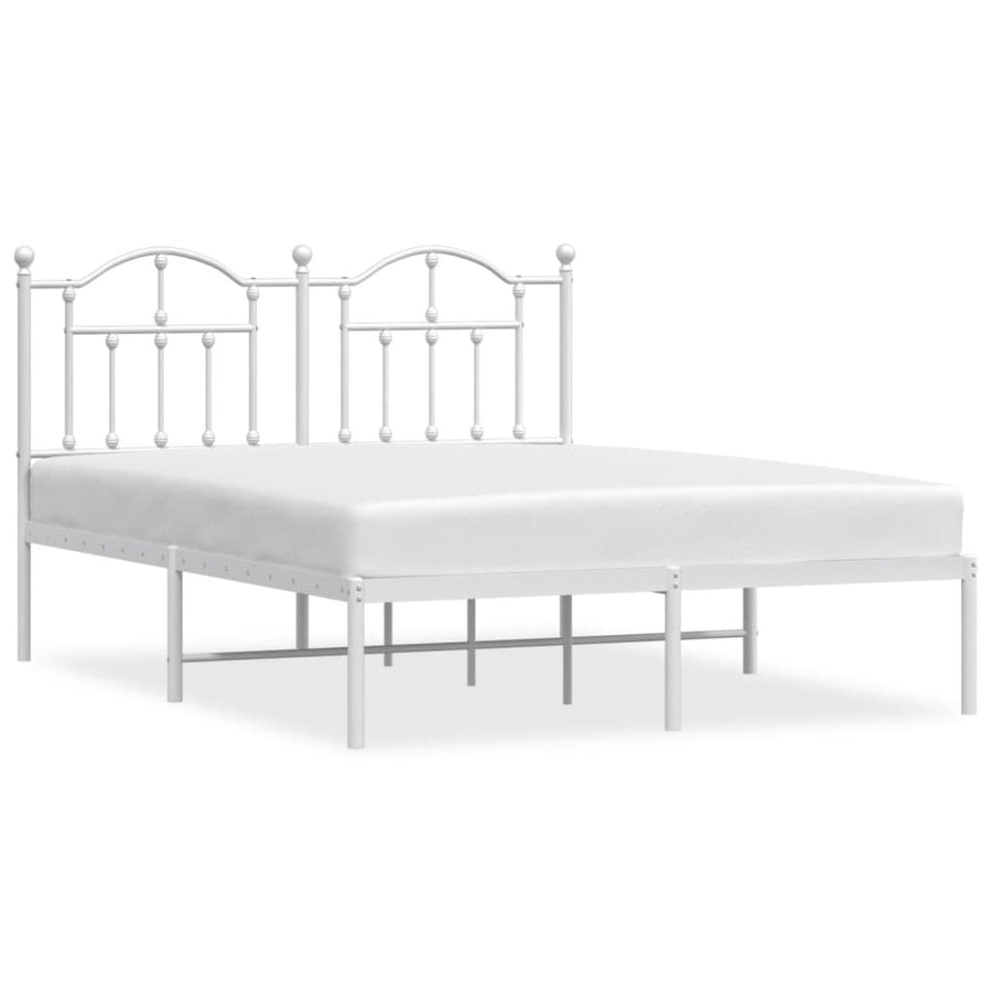 Bedframe Metaal 140 x 200 cm Wit met hoofdbord