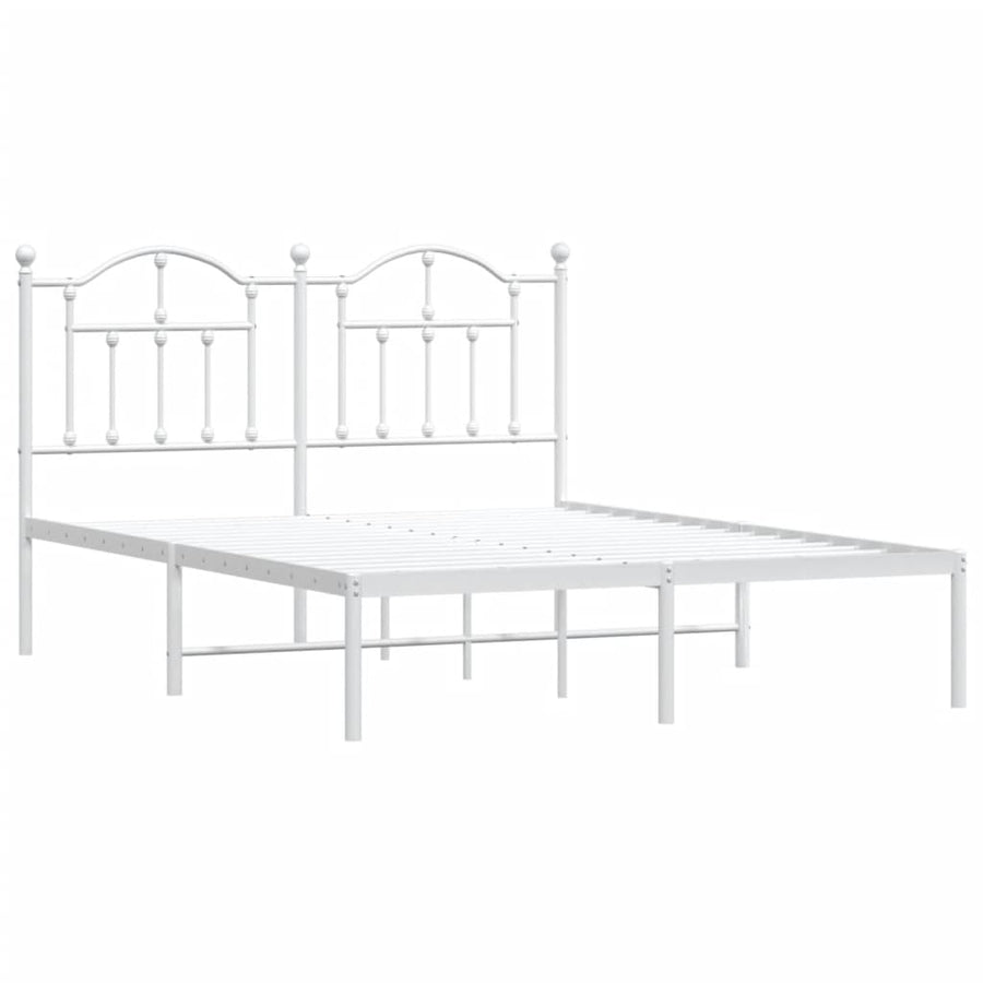 Bedframe Metaal 140 x 200 cm Wit met hoofdbord