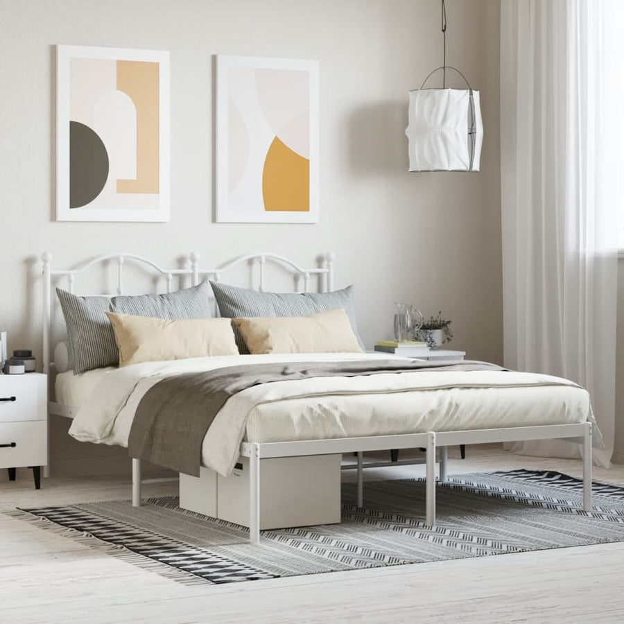 Bedframe Metaal 140 x 200 cm Wit met hoofdbord