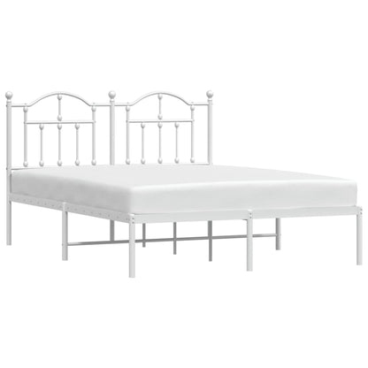 Bedframe Metaal 150 x 200 cm Wit met hoofdbord
