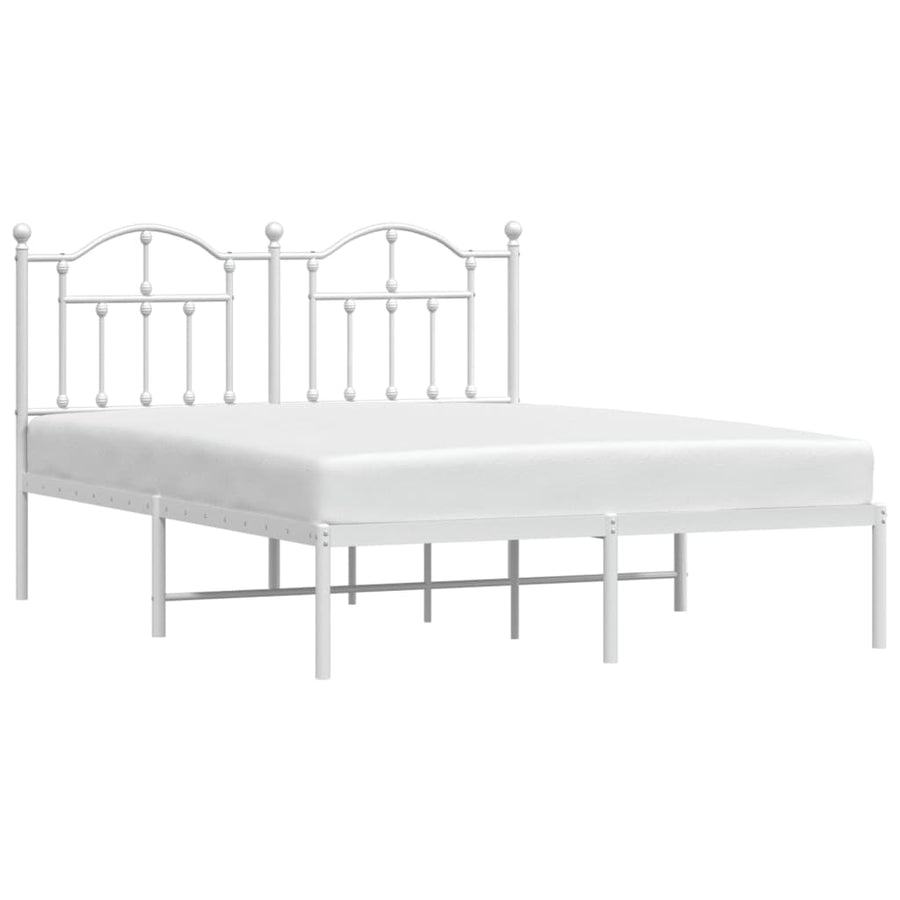 Bedframe Metaal 150 x 200 cm Wit met hoofdbord