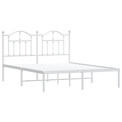 Bedframe Metaal 150 x 200 cm Wit met hoofdbord